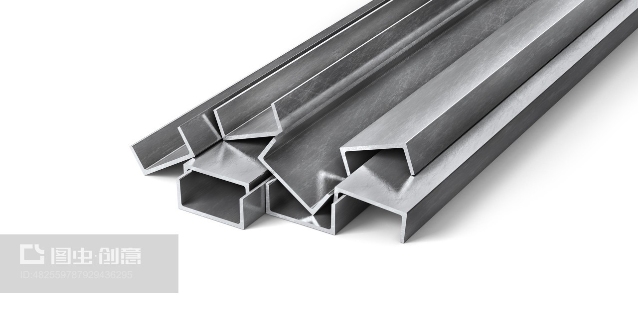 轧制金属制品。钢型材和管材。3d插图Rolled metal products. Steel profiles and tubes. 3d illustration